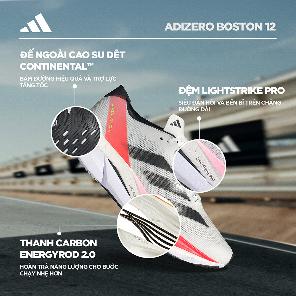Giày Chạy Bộ Nam Adidas Adizero Boston 12 - Trắng - Hình ảnh 5